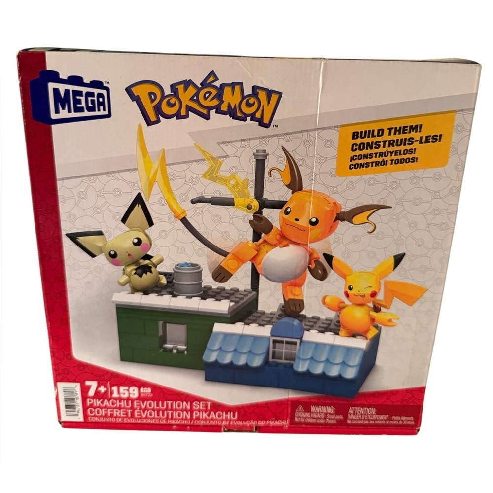 Pokémon MEGA Action Figure Building Toys, Pikachu Evolution Set with 159 Pieces
